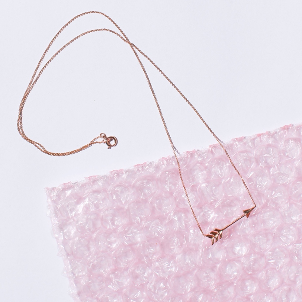 Phoenix Roze Arrow Chain Necklace - Rose 14k Gold - Picture 2 of 5